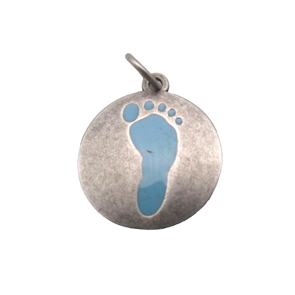 James Avery Enamel Blue Footprint Charm 925 Sterling Silver